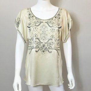 Burning Torch 100% Silk Hand Beaded Top/ Tunic